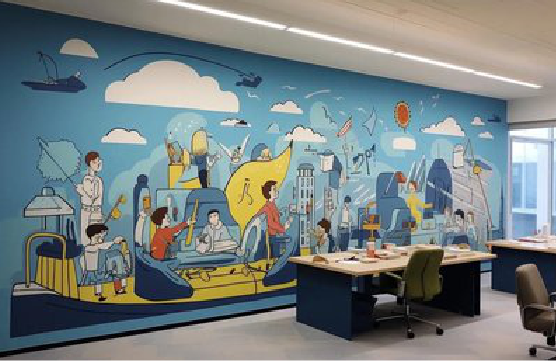 罗山办公室墙绘的特点。