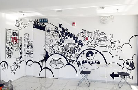 罗山手绘墙并非传统涂鸦。